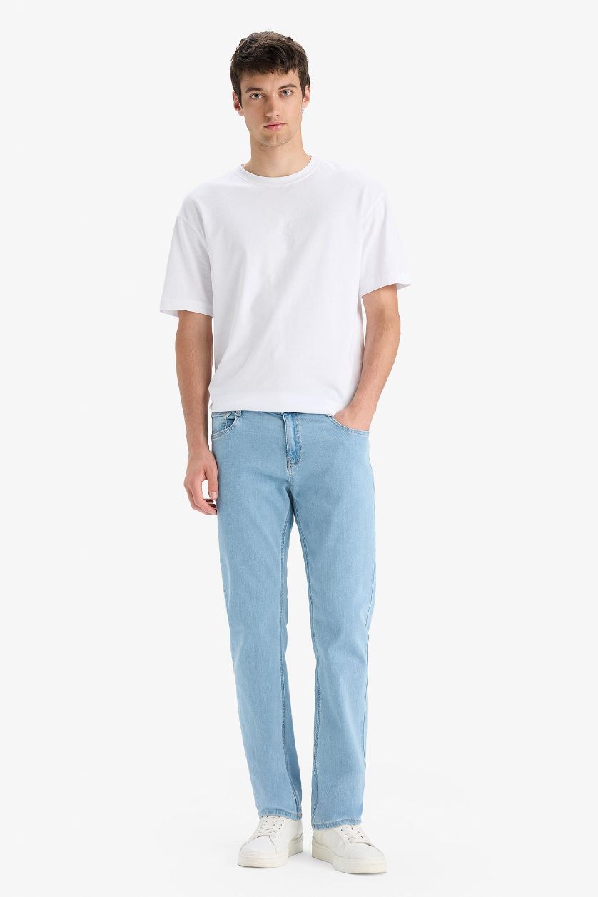 Erkek Açık Mavi Sergio Regular Fit Normal Kalıp Normal Bel Boru Paça Jean Pantolon