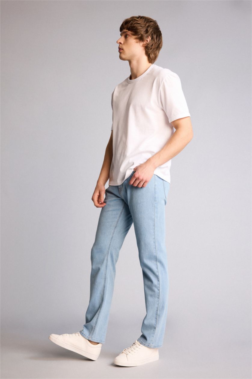 Erkek Açık Mavi Sergio Regular Fıt Normal Bel Boru Paça Pantolon