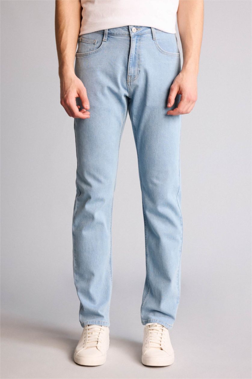 Erkek Açık Mavi Sergio Regular Fıt Normal Bel Boru Paça Pantolon