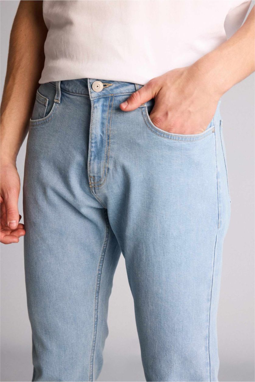 Erkek Açık Mavi Sergio Regular Fıt Normal Bel Boru Paça Pantolon