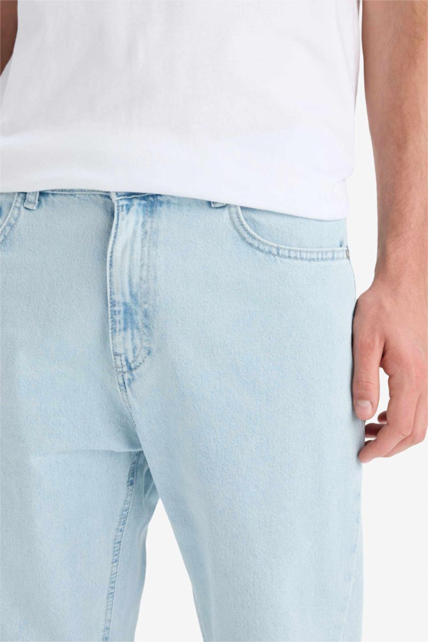 Man Ice Blue Cotton 90's Slim Fit High Waist Skinny Leg Jeans