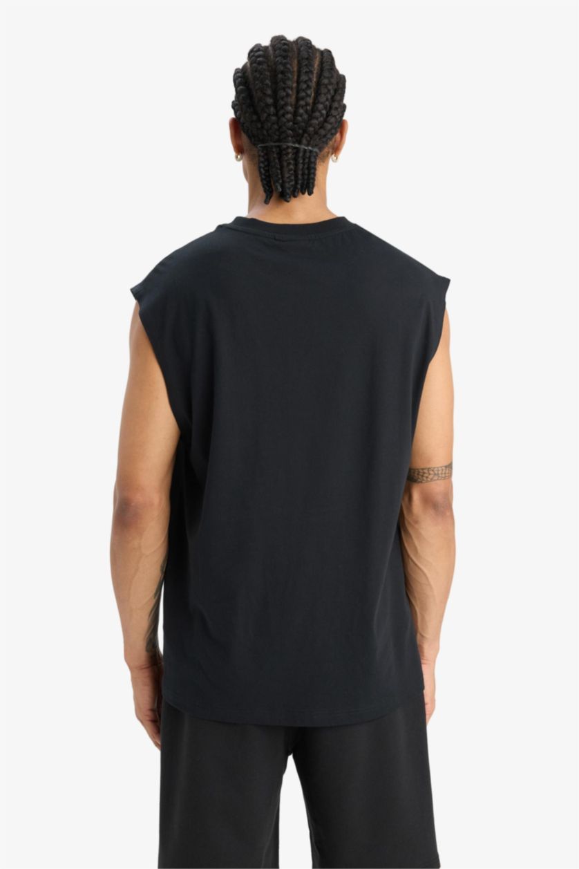 Erkek Siyah %100 Pamuk NBA Brooklyn Nets Oversize Geniş Kalıp Bisiklet Yaka Atlet