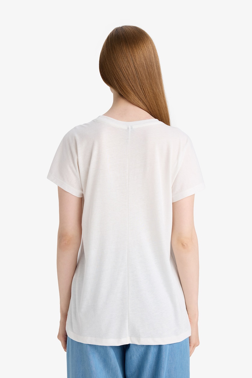 WOMAN Ecru Regular Fit Short Sleeve T-Shirt