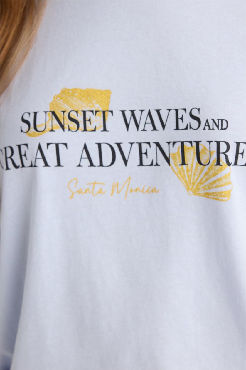 WOMAN Light Blue Regular Fit Crew Neck Short Sleeve T-Shirt