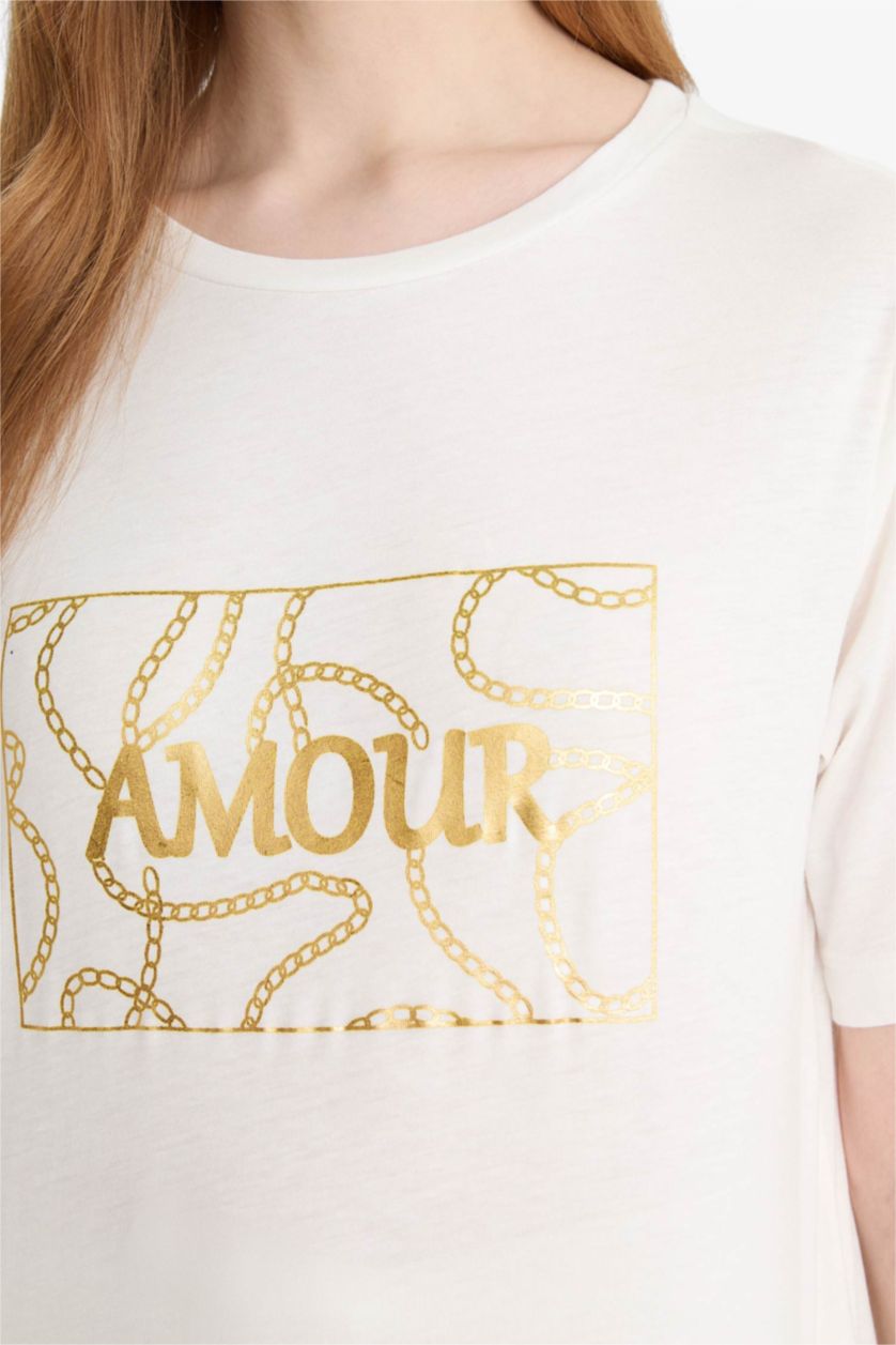 WOMAN Ecru Regular Fit Short Sleeve T-Shirt