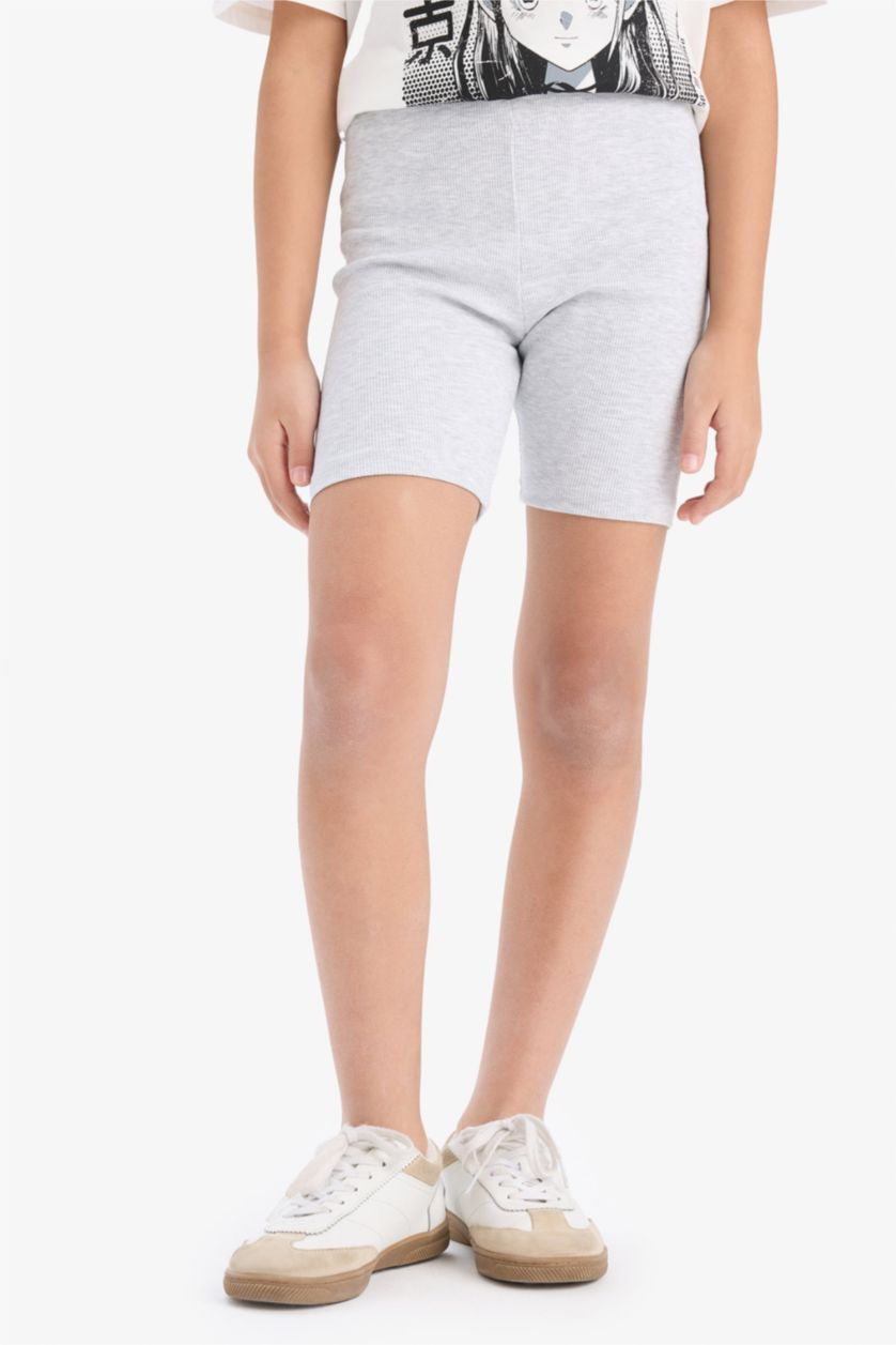 Girls & Teens Ecru Girl Cotton Printed T-Shirt Biker Leggings 2 Piece Set