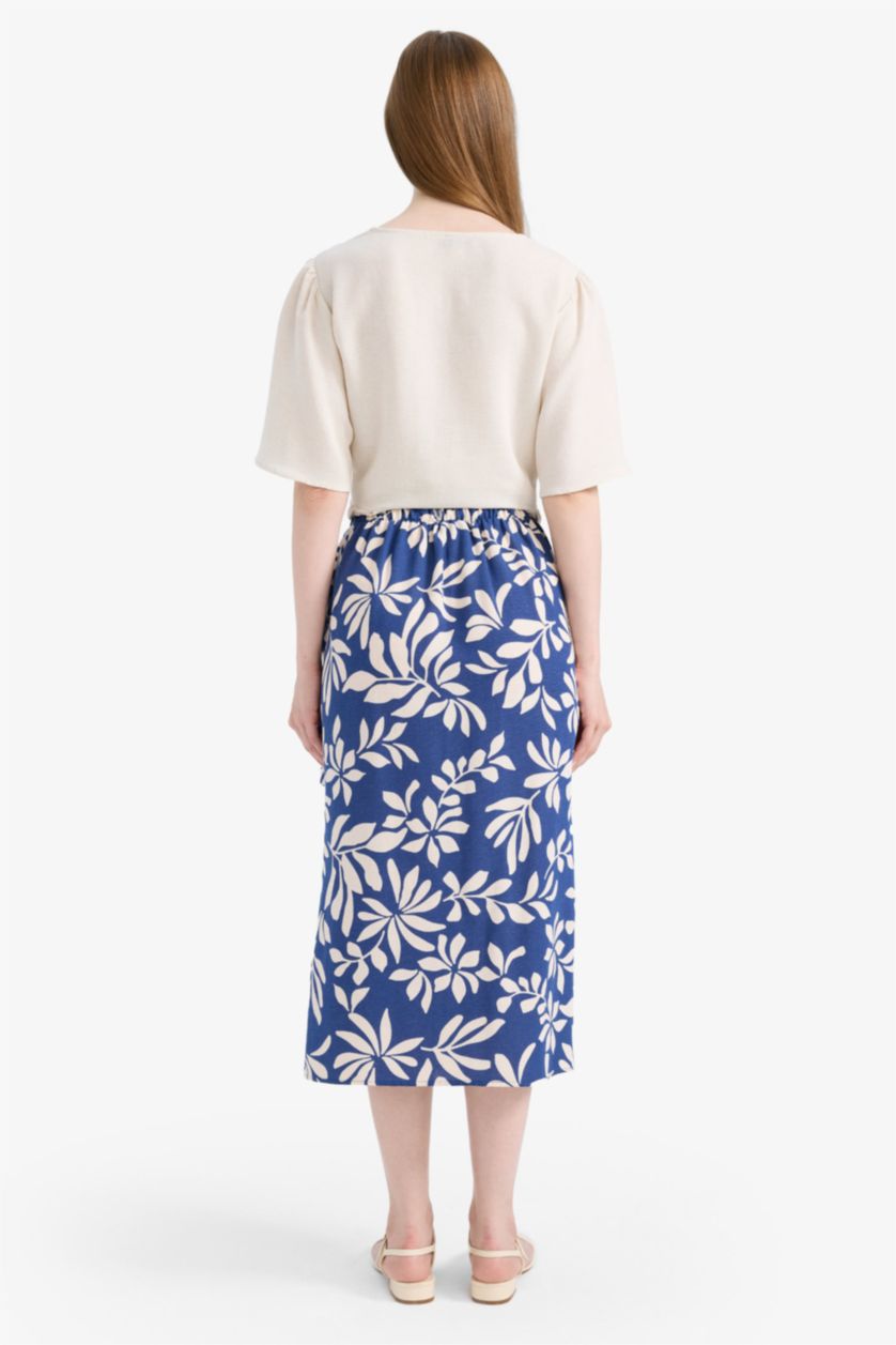 Әйелдерге Көк қалыпты пішім Тоқылған юбка