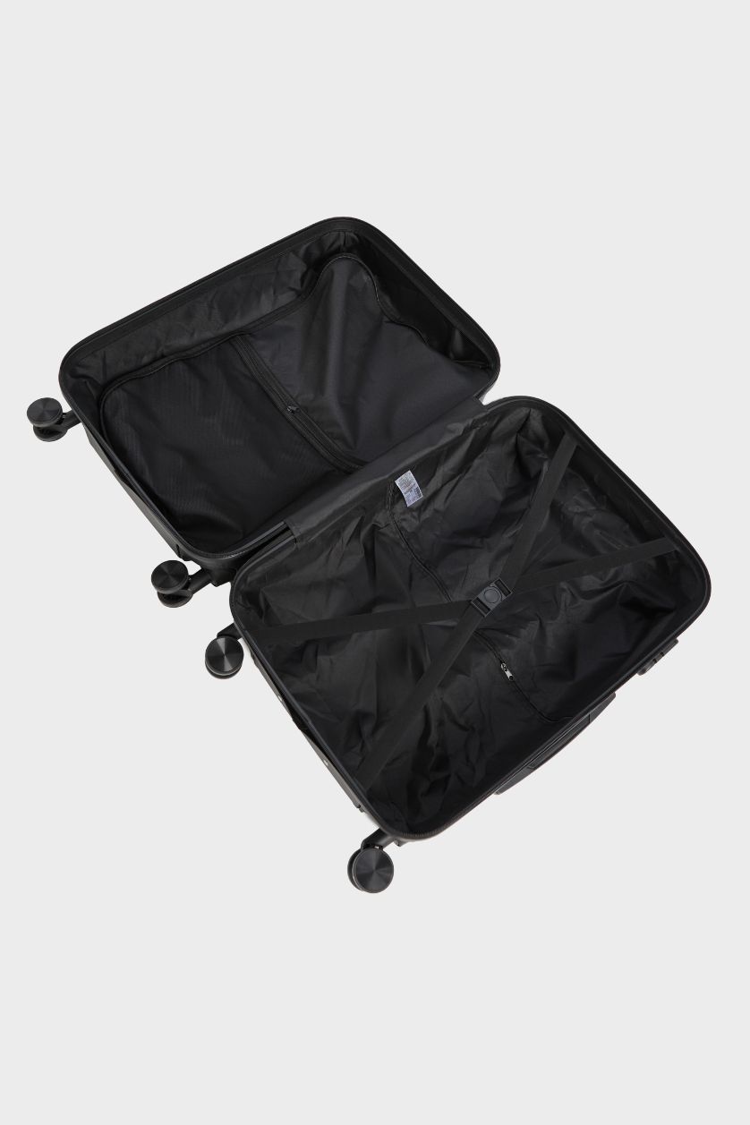 WOMAN Black Medium Unisex Medium Hard Cover Trolley Suitcase