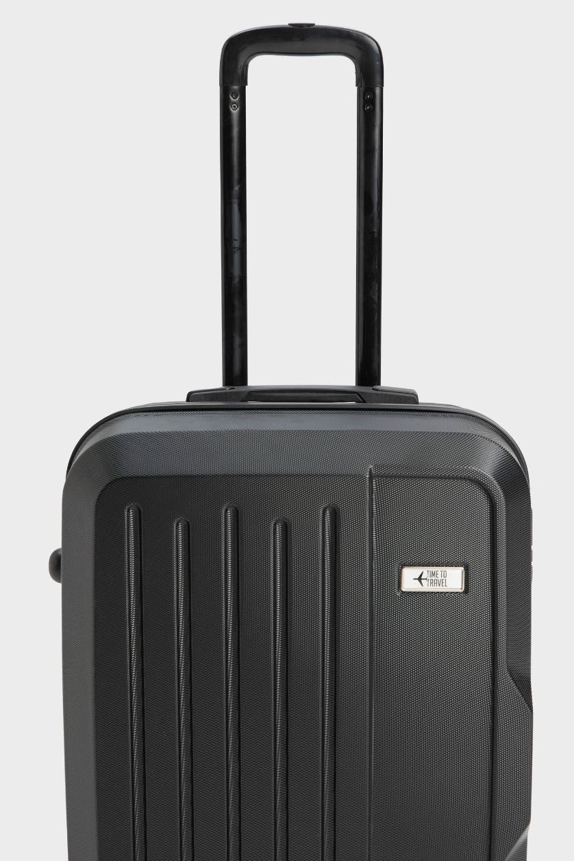 WOMAN Black Medium Unisex Medium Hard Cover Trolley Suitcase