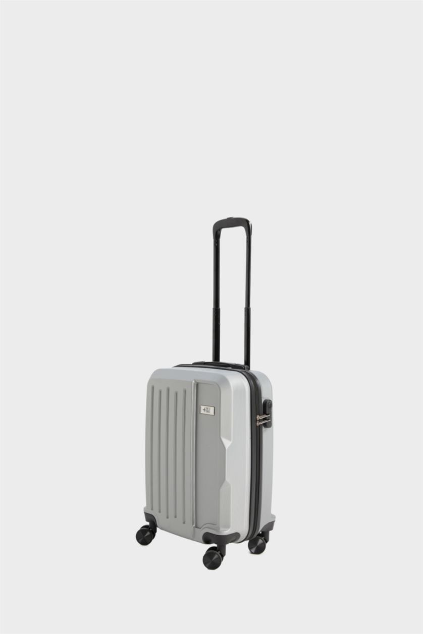 Kadın Gri Küçük Unisex Sert Kapaklı Çekçekli Küçük Boy Valiz