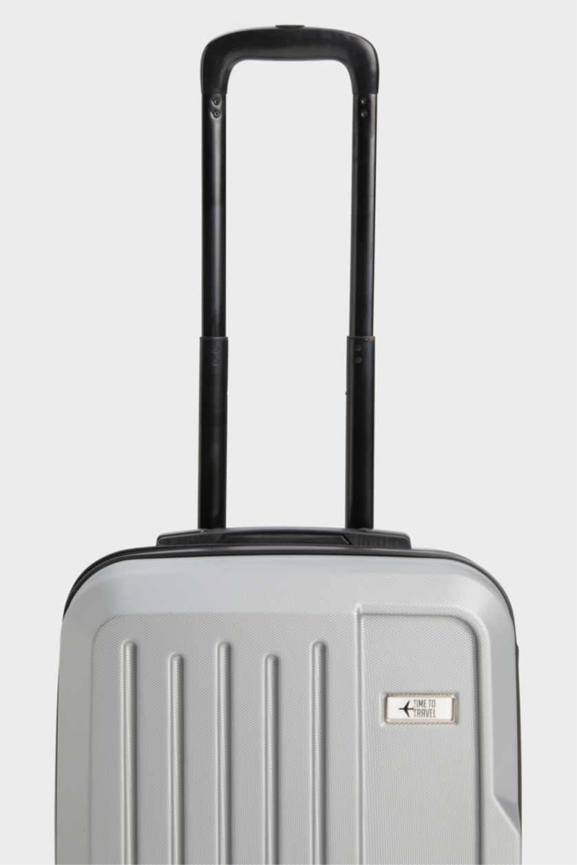 Kadın Gri Küçük Unisex Sert Kapaklı Çekçekli Küçük Boy Valiz