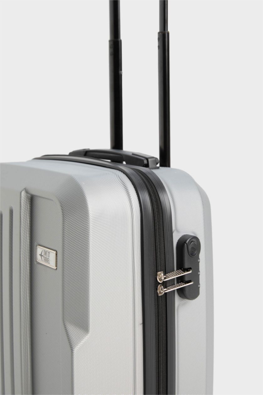 Kadın Gri Küçük Unisex Sert Kapaklı Çekçekli Küçük Boy Valiz