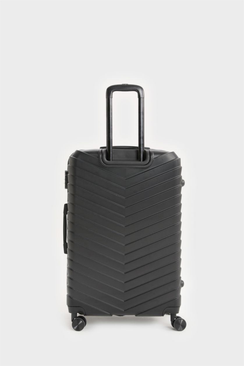 Kadın Siyah Büyük Unisex Sert Kapaklı Çekçekli Büyük Boy  Valiz