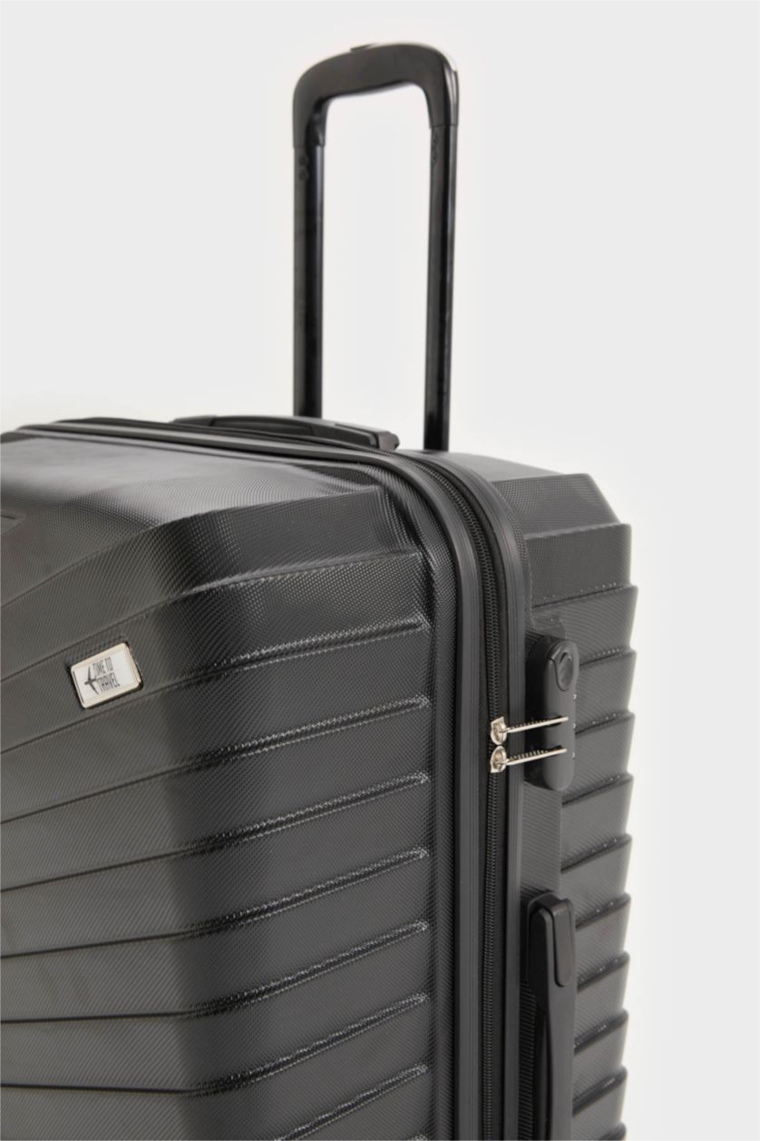 Kadın Siyah Büyük Unisex Sert Kapaklı Çekçekli Büyük Boy  Valiz