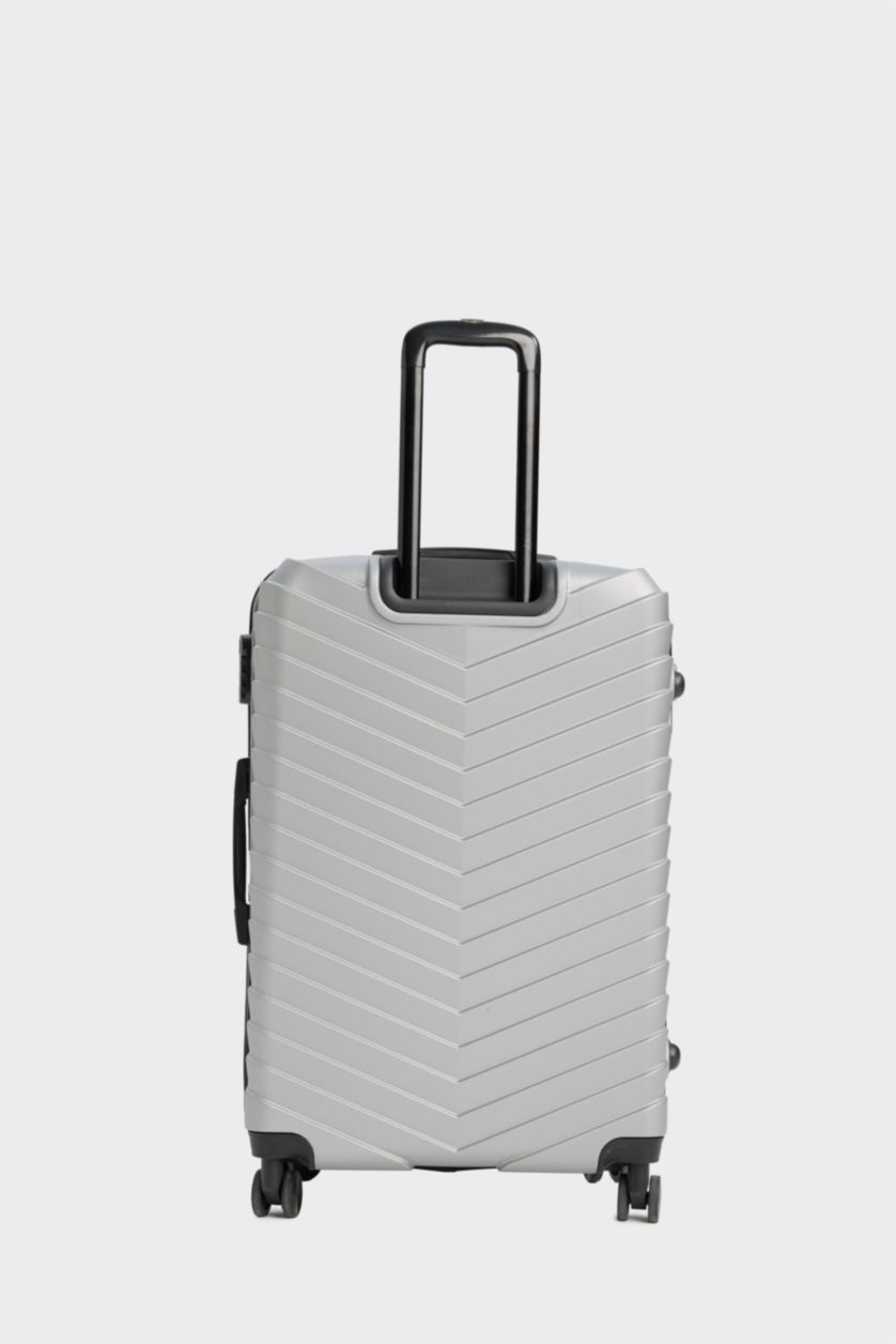 Kadın Gri Büyük Unisex Sert Kapaklı Çekçekli Büyük Boy  Valiz