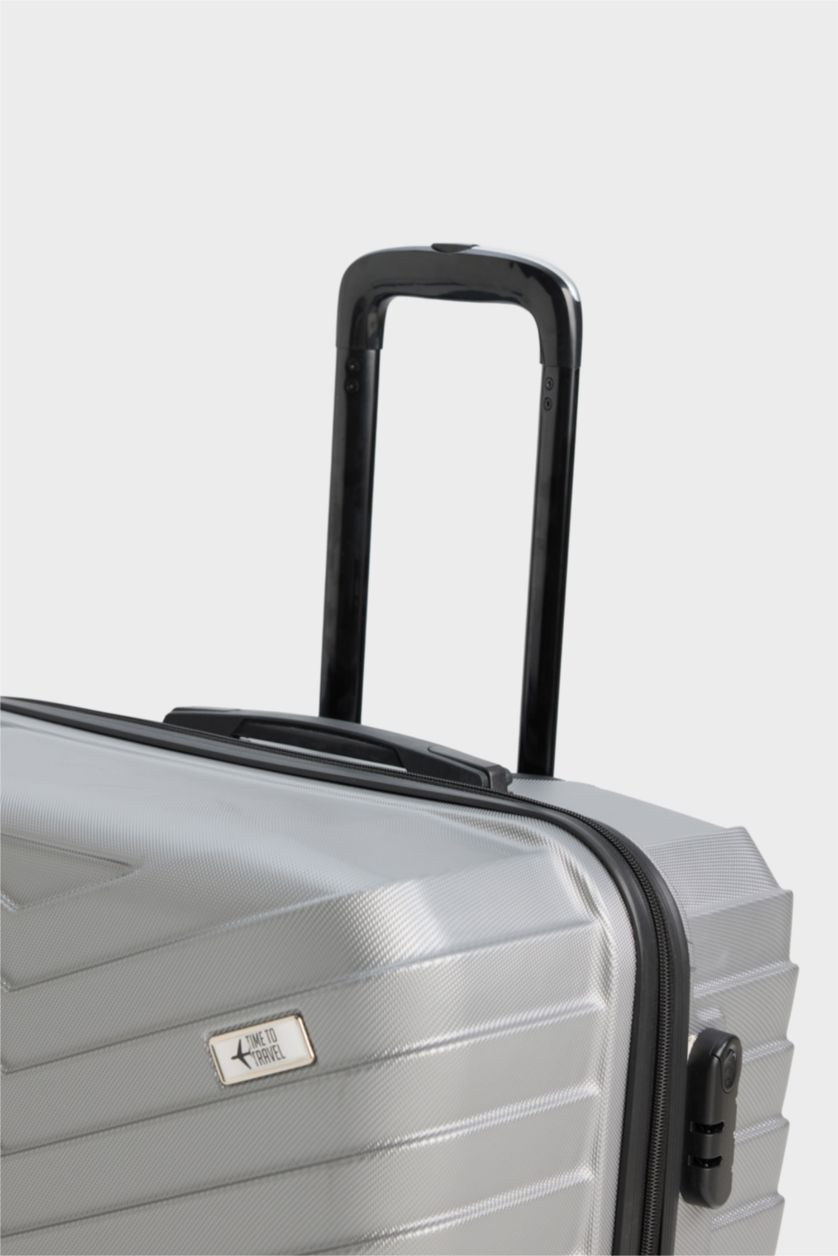 Kadın Gri Büyük Unisex Sert Kapaklı Çekçekli Büyük Boy  Valiz