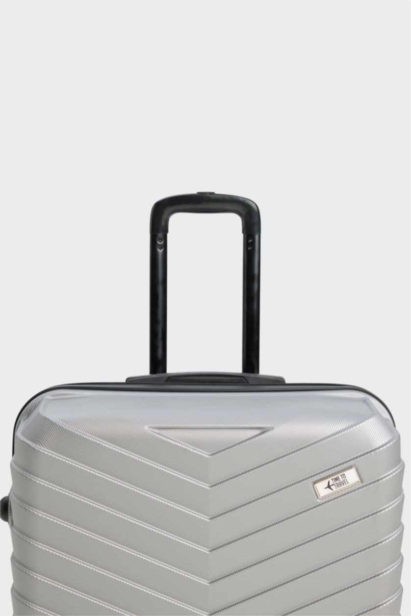 Kadın Gri Büyük Unisex Sert Kapaklı Çekçekli Büyük Boy  Valiz