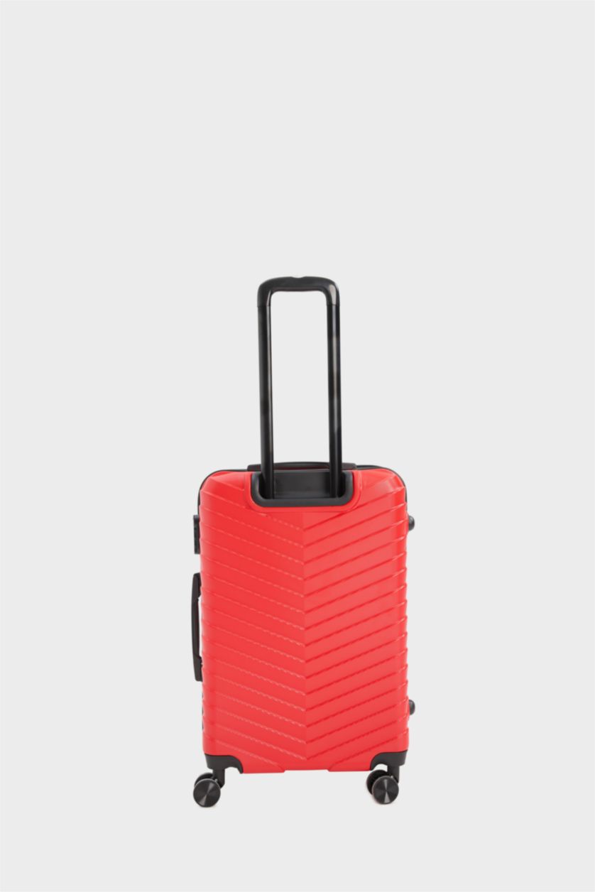 Kadın Kırmızı Orta Unisex Sert Kapaklı Çekçekli Orta Boy  Valiz