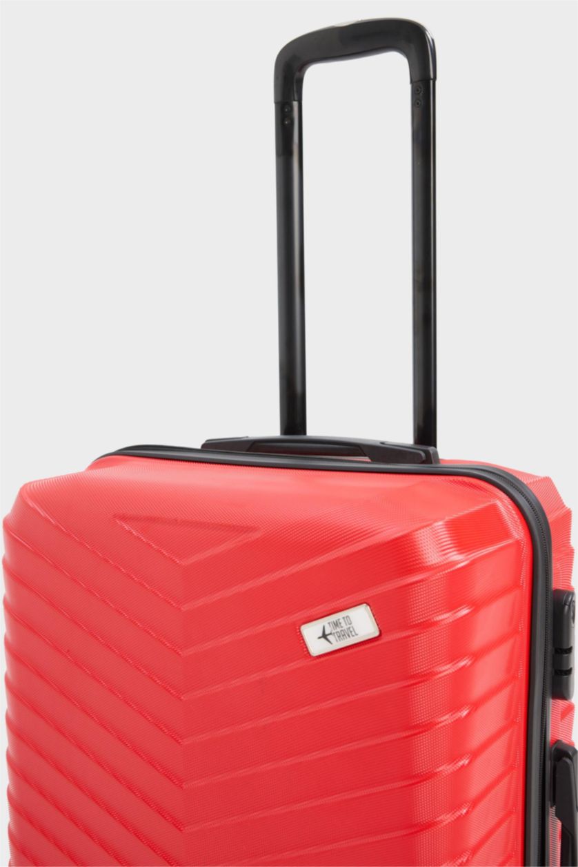 Kadın Kırmızı Orta Unisex Sert Kapaklı Çekçekli Orta Boy  Valiz