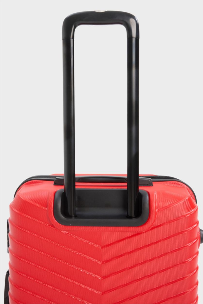 Kadın Kırmızı Orta Unisex Sert Kapaklı Çekçekli Orta Boy  Valiz