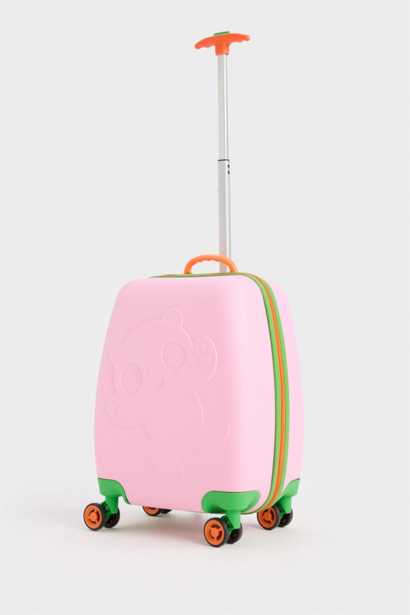 Kız Çocuk - Genç Kız Pembe Kucuk Çocuk Sert Kapaklı Çekçekli Küçük Boy Valiz