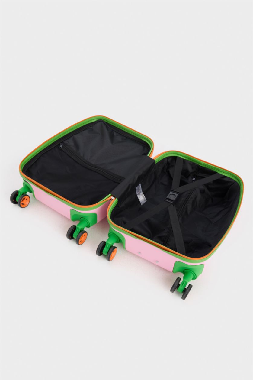 Kız Çocuk - Genç Kız Pembe Kucuk Çocuk Sert Kapaklı Çekçekli Küçük Boy Valiz