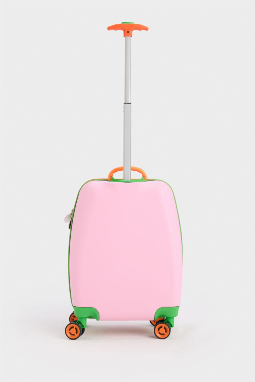 Kız Çocuk - Genç Kız Pembe Kucuk Çocuk Sert Kapaklı Çekçekli Küçük Boy Valiz