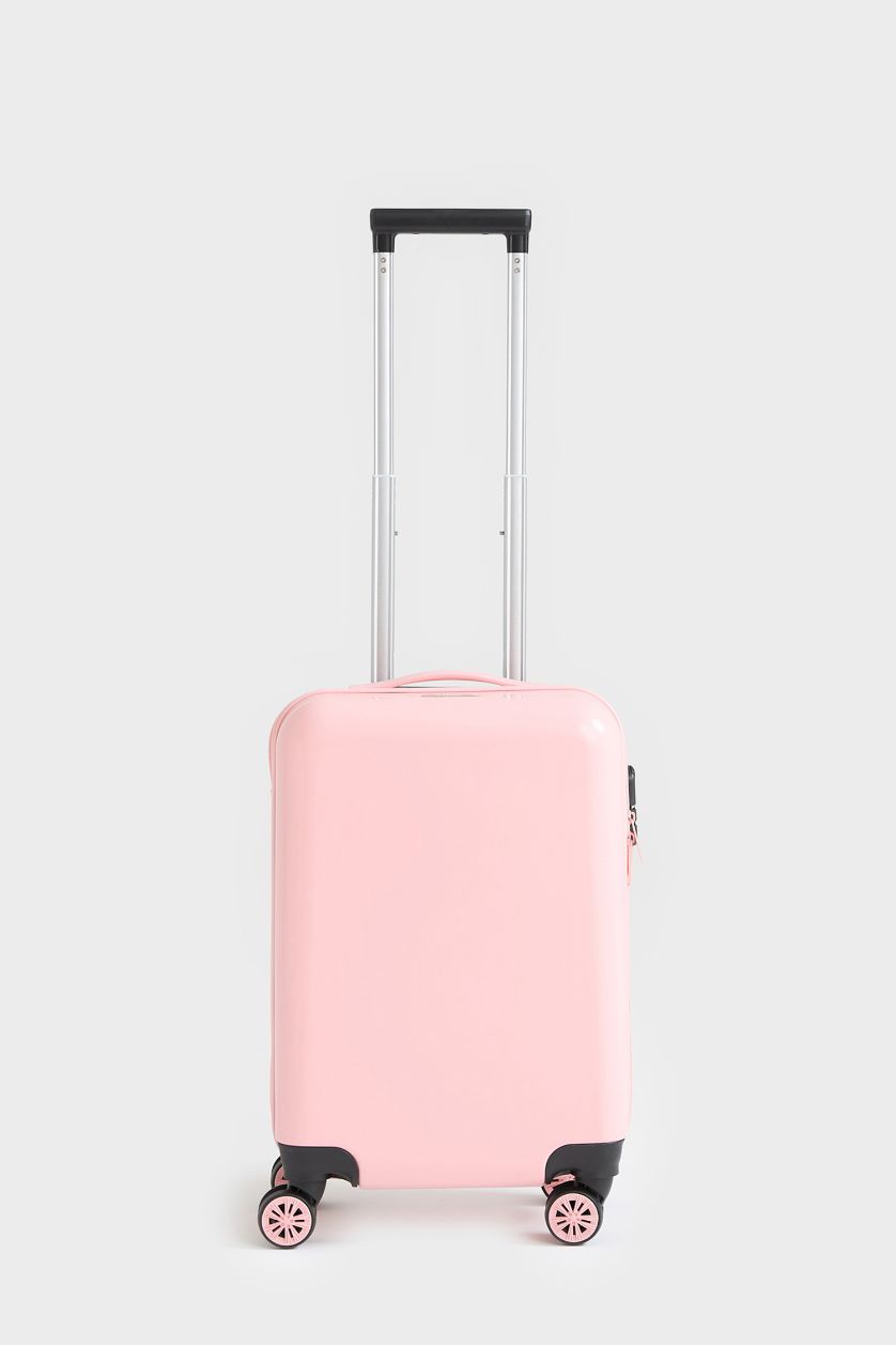 Kadın Pembe Kucuk Unisex Sert Kapaklı Çekçekli Küçük Boy Valiz