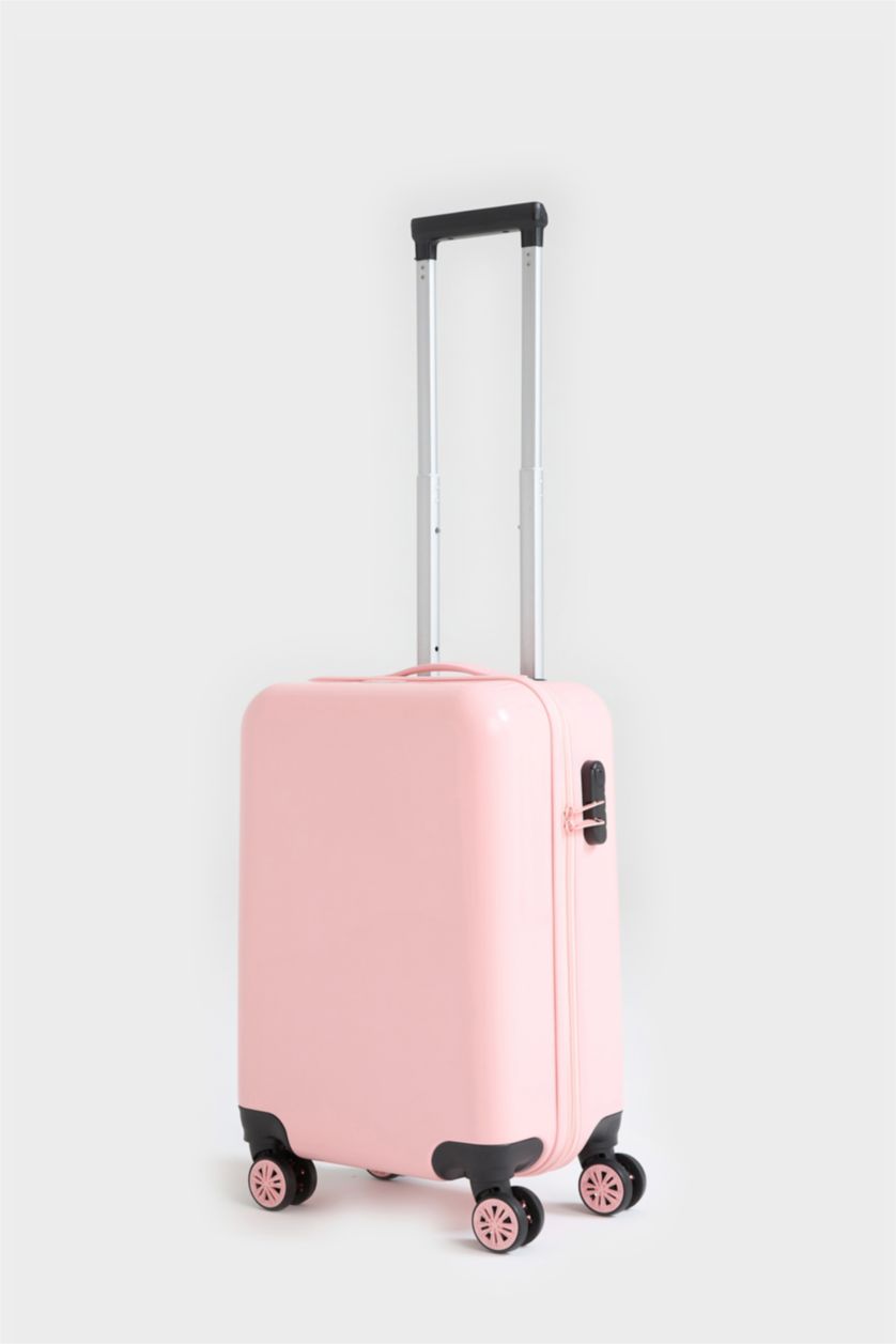 Kadın Pembe Kucuk Unisex Sert Kapaklı Çekçekli Küçük Boy Valiz