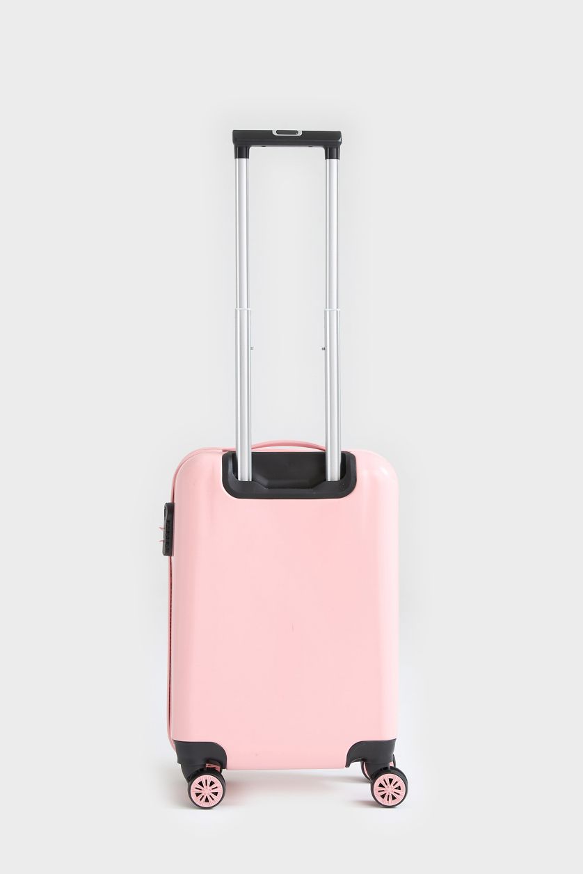 Kadın Pembe Kucuk Unisex Sert Kapaklı Çekçekli Küçük Boy Valiz