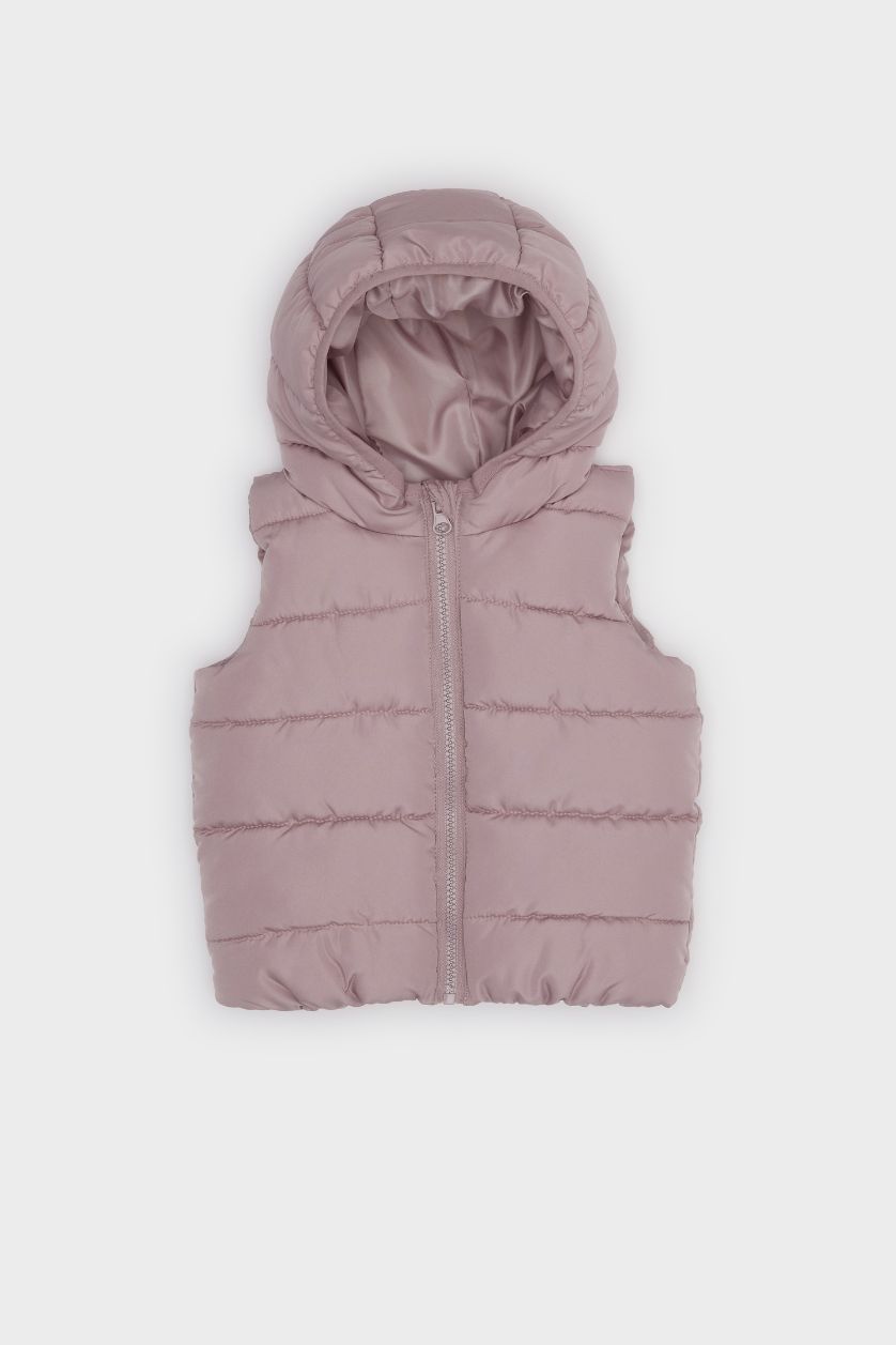 BABY GIRL Light Lilac Baby Girl Windproof Waterproof Hooded Puffer Vest