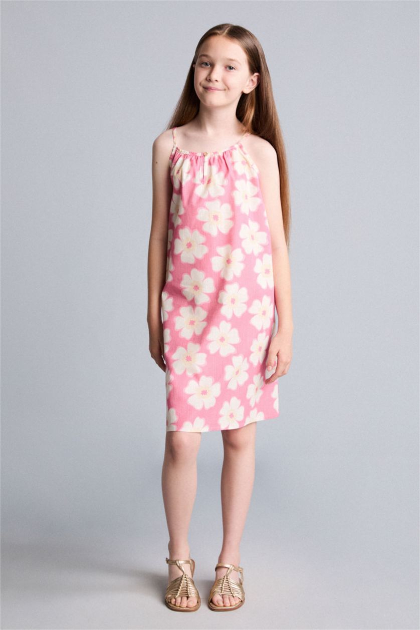 Young Girls - Teen Girls Pink Strappy Woven Dress