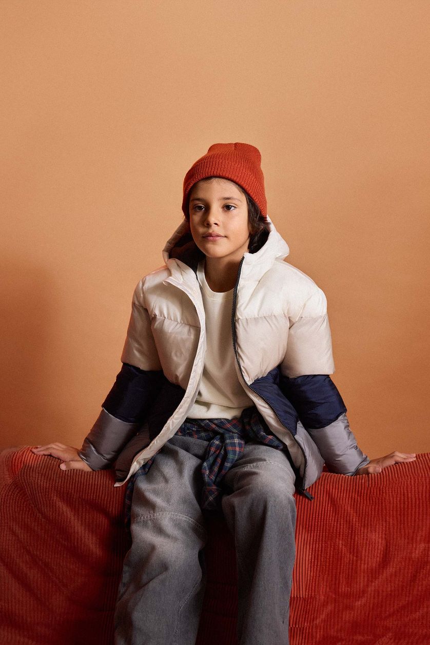 BOYS & TEENS NAVY Boy Hooded Fleece Lined Zippered Waterproof Puffer Jacket