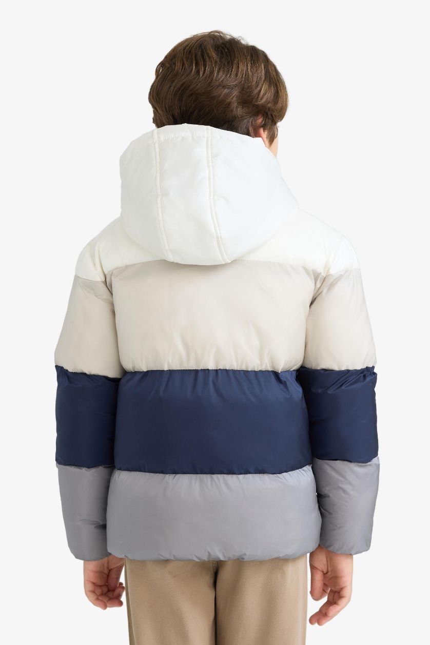 BOYS & TEENS NAVY Boy Hooded Fleece Lined Zippered Waterproof Puffer Jacket