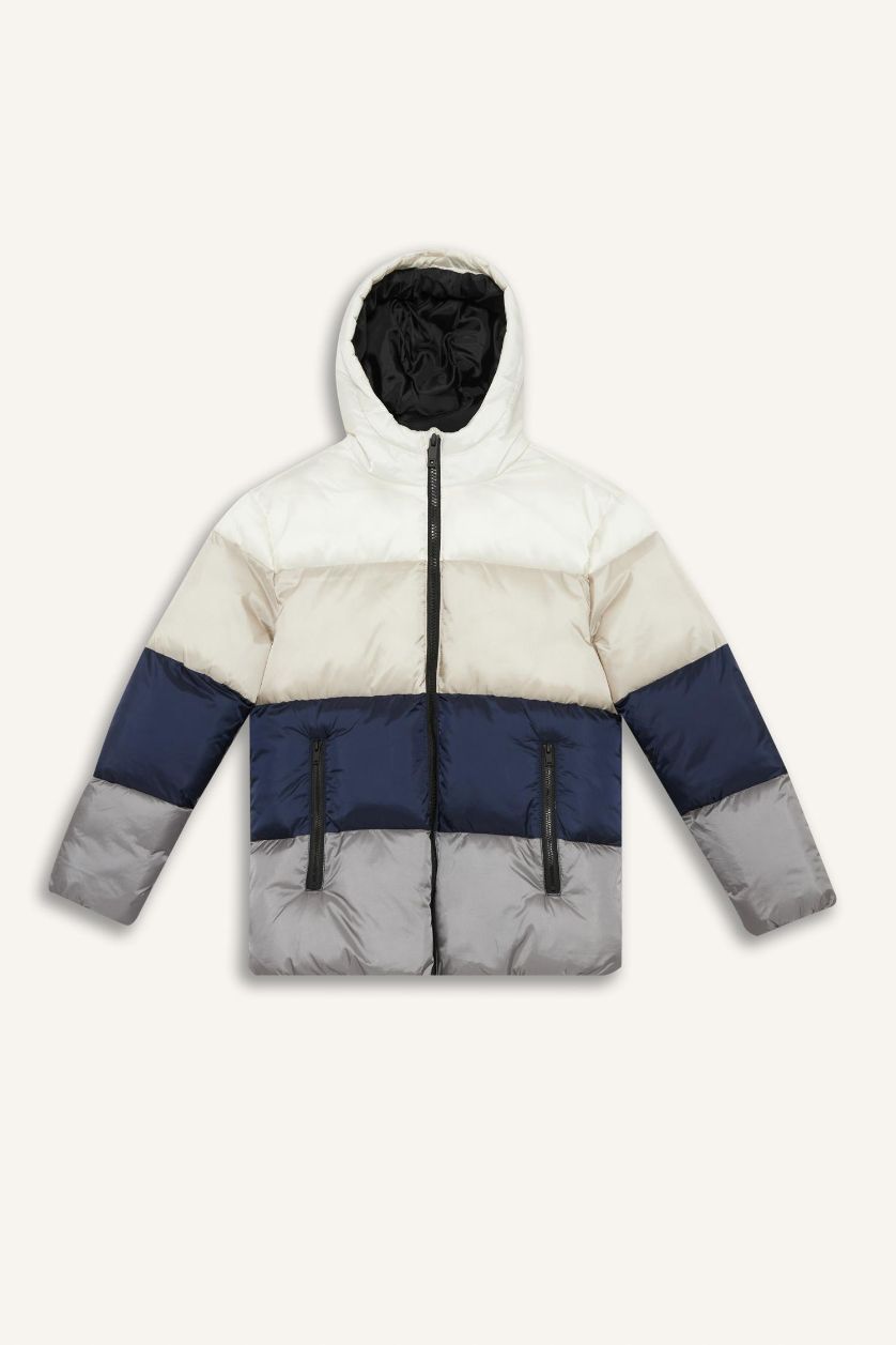 BOYS & TEENS NAVY Boy Hooded Fleece Lined Zippered Waterproof Puffer Jacket