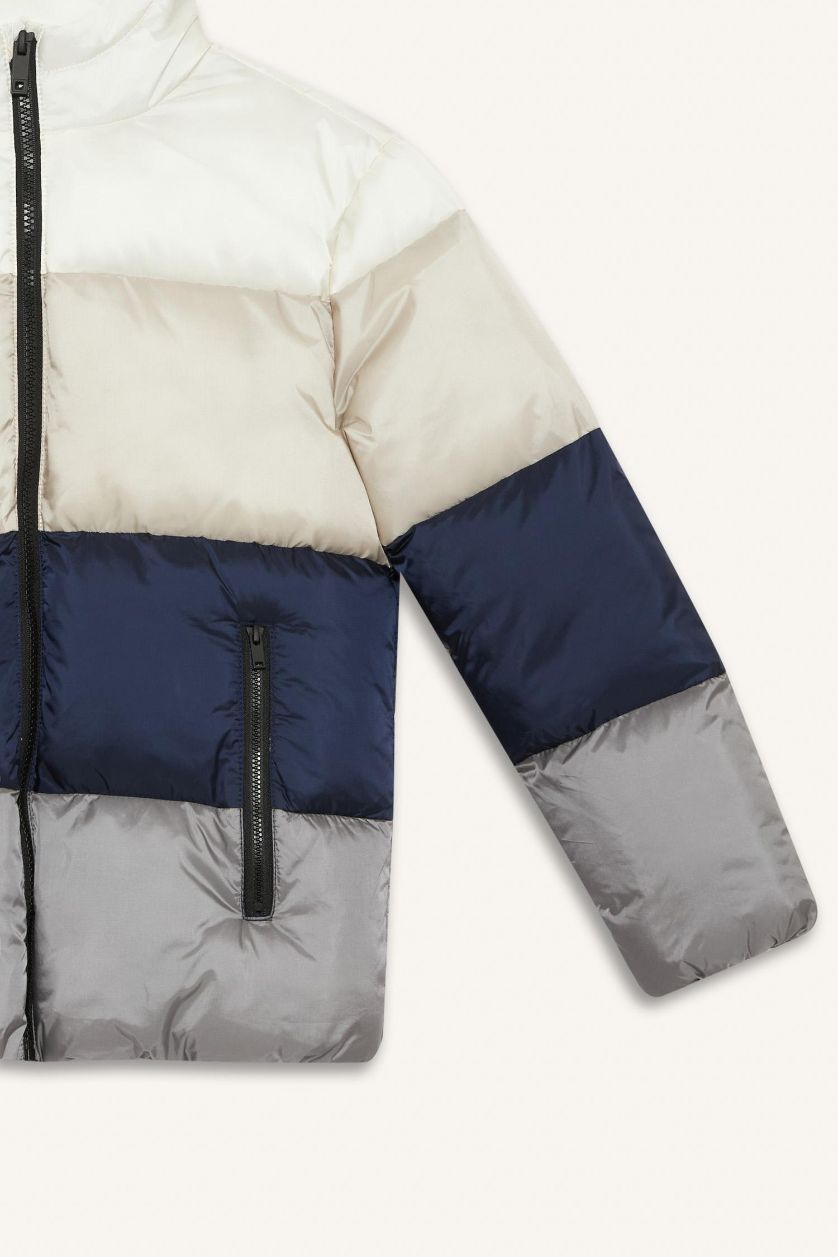 BOYS & TEENS NAVY Boy Hooded Fleece Lined Zippered Waterproof Puffer Jacket