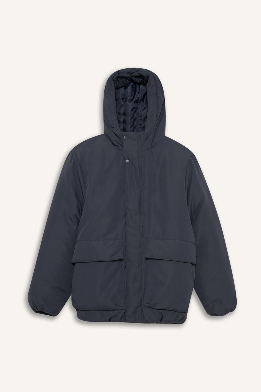 GARÇONS Anthracite Doudoune imperméable à capuche et fermeture zip pour garçon