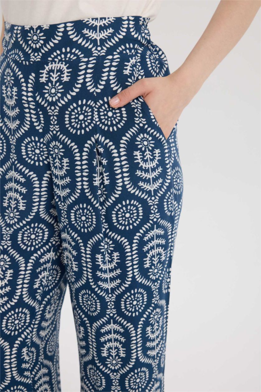 نساء اللون الملكي بنطرون برجل واسع وايد ليج قصة عادية بجيب