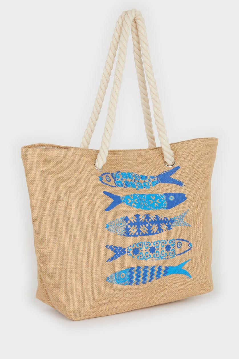 Kadın Bej Kadın Plaj Hasır Çantası