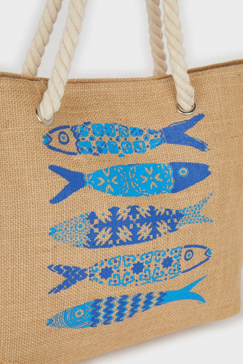 Kadın Bej Kadın Plaj Hasır Çantası