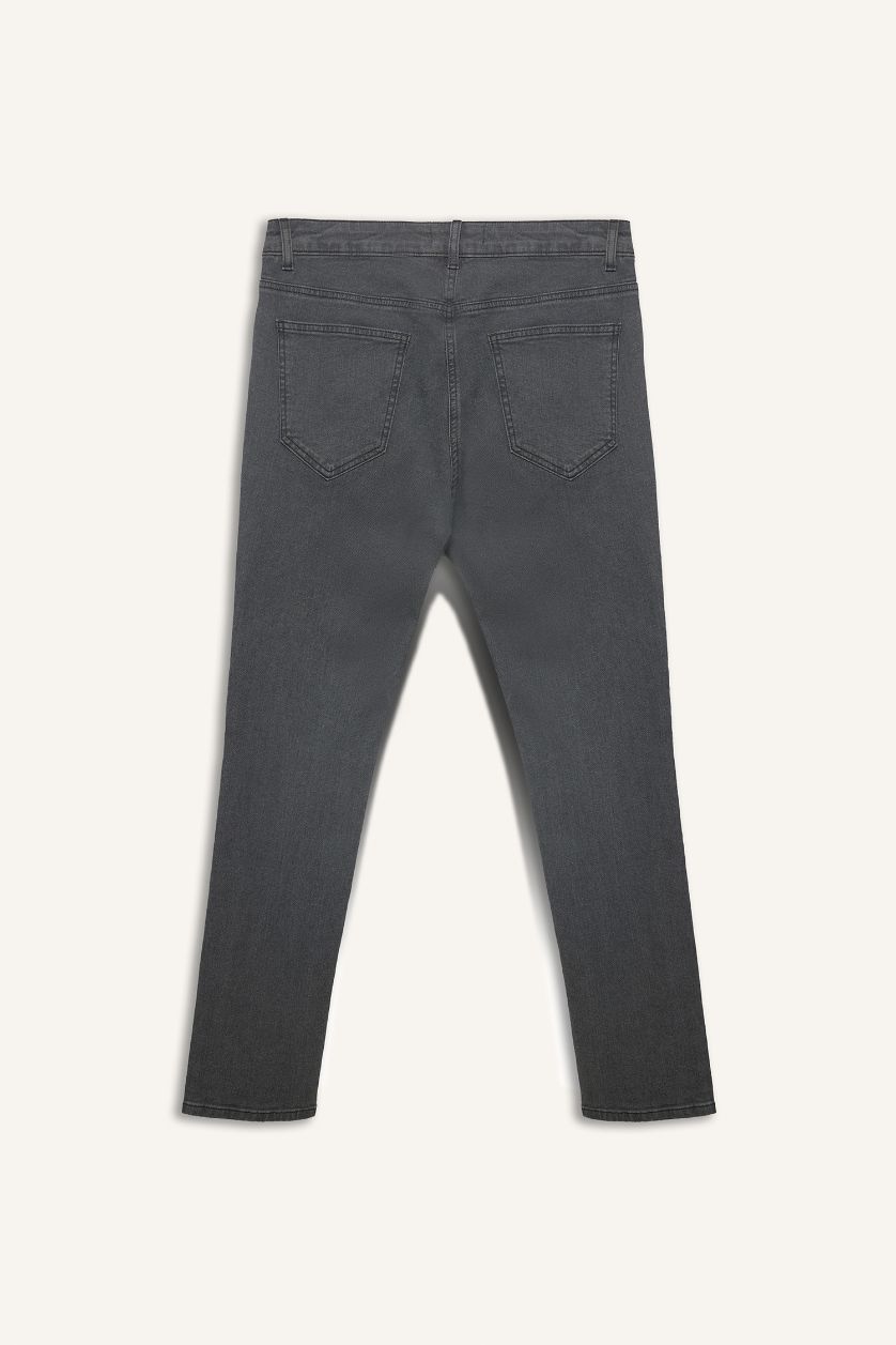 Erkek Gri Pedro Slim Fit Dar Kalıp Normal Bel Dar Paça Jean Pantolon