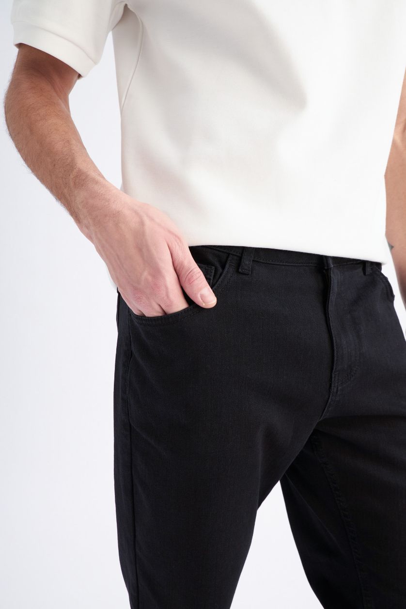 Erkek Siyah Sergio Regular Fıt Normal Bel Boru Paça Pantolon