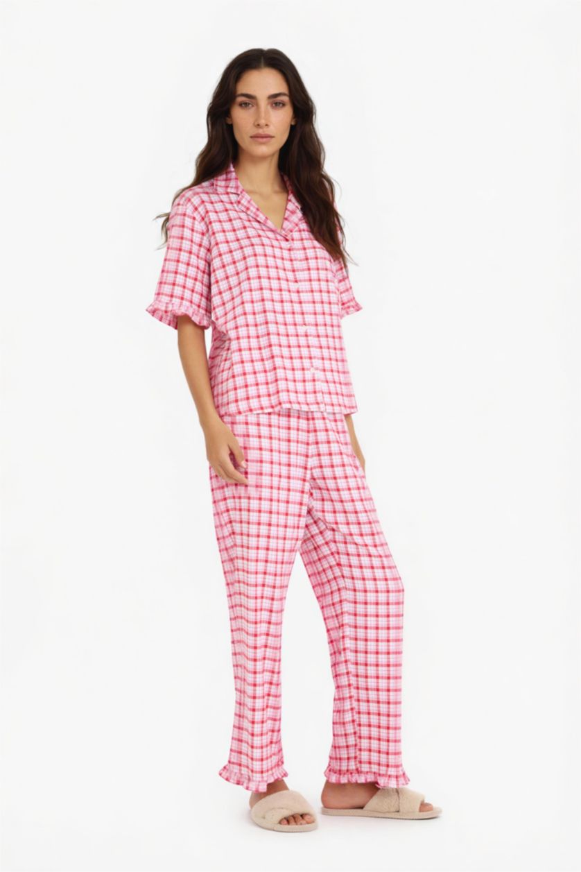 نساء زهري فاتح Flanel 2 piece Set