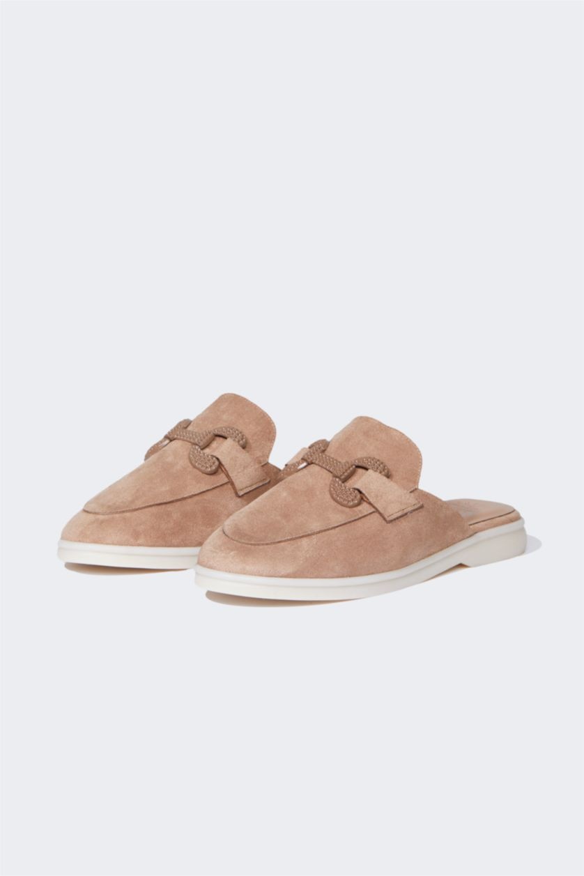 FEMME Beige Mules plates pour femme