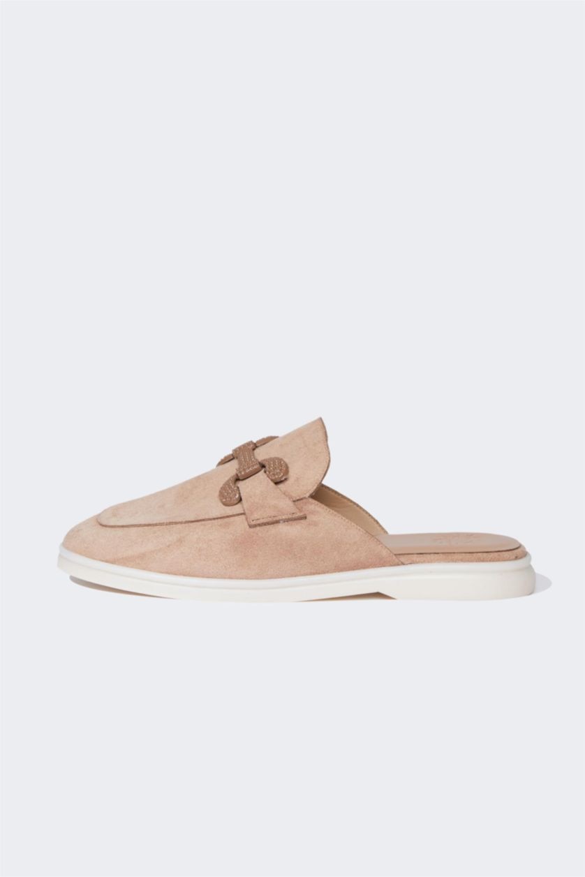 FEMME Beige Mules plates pour femme