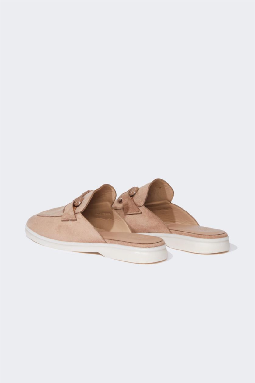 FEMME Beige Mules plates pour femme