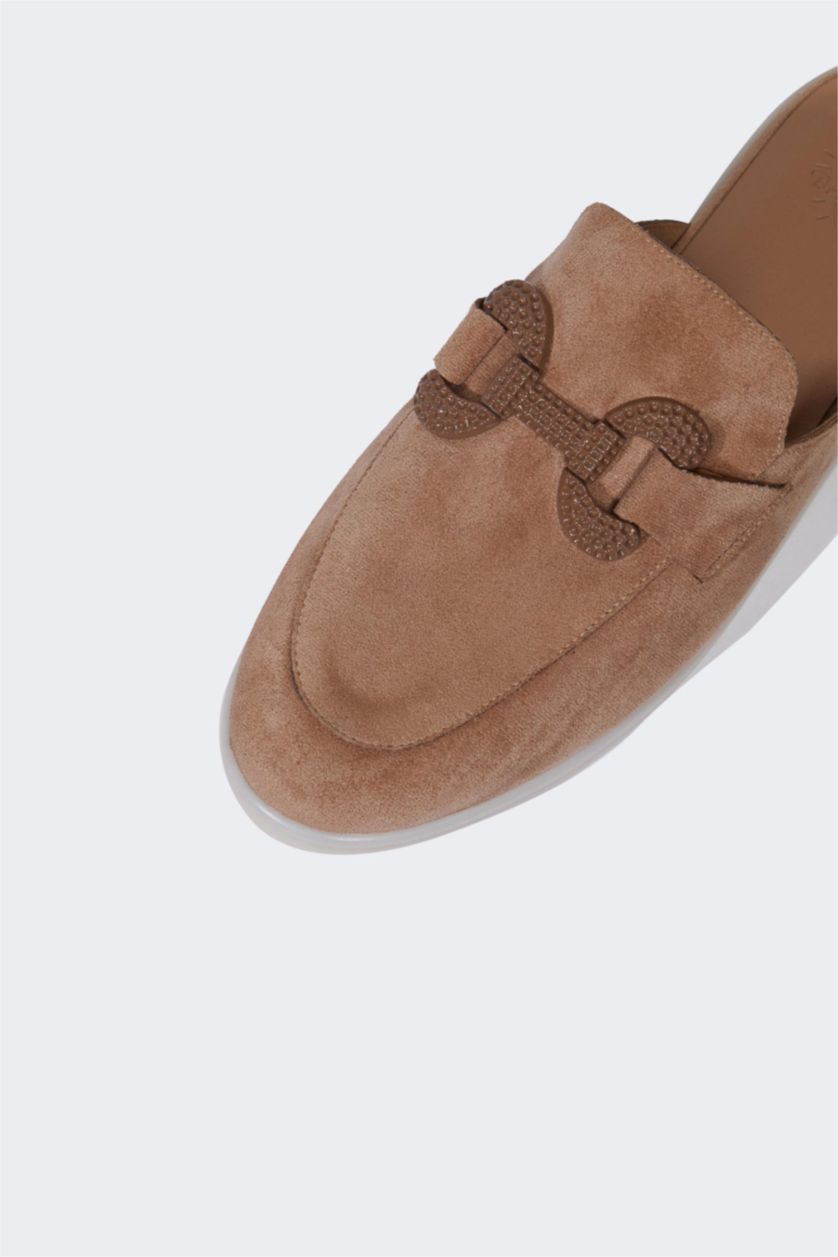 FEMME Beige Mules plates pour femme