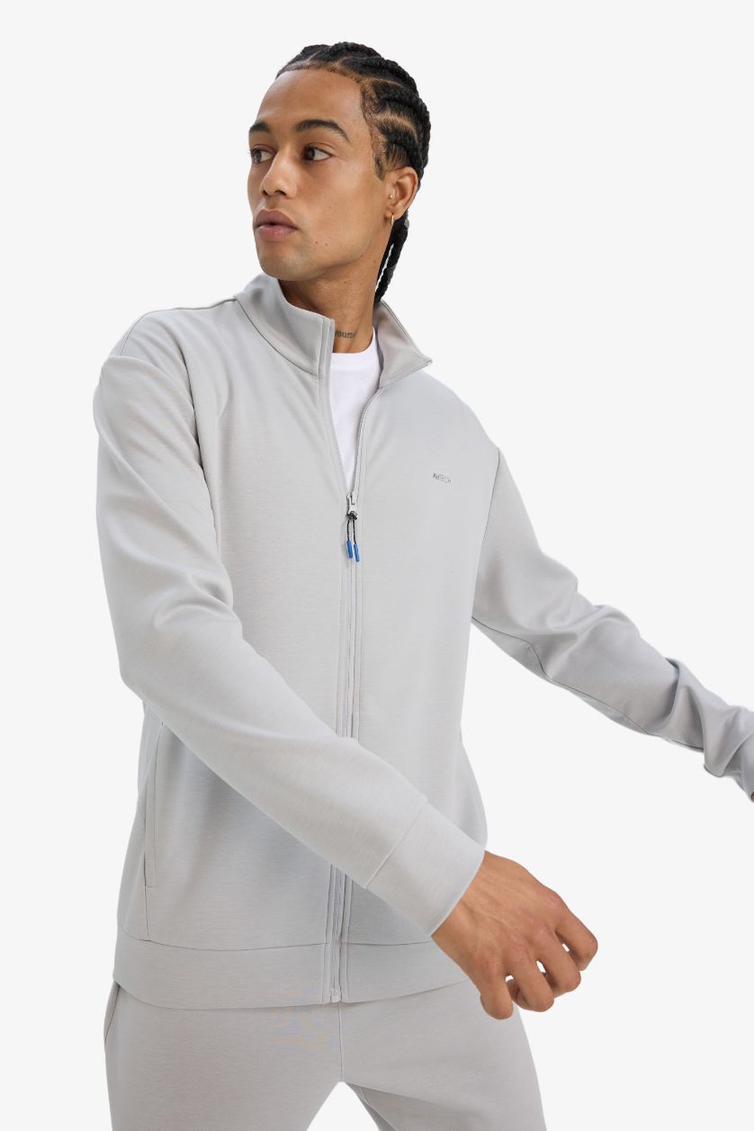 Ерлер Ашық сұр стандарт пішім тік жаға Кардиган