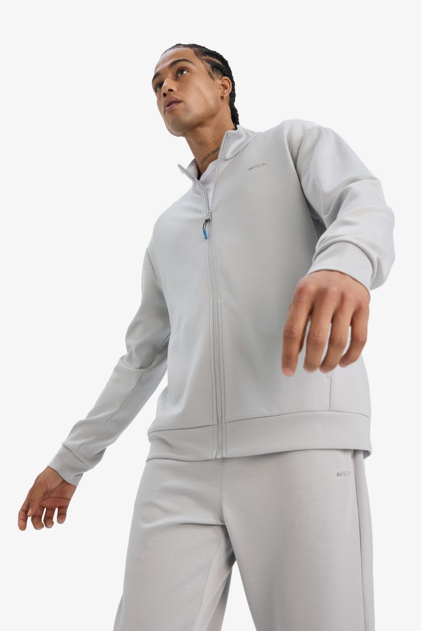 Ерлер Ашық сұр стандарт пішім тік жаға Кардиган