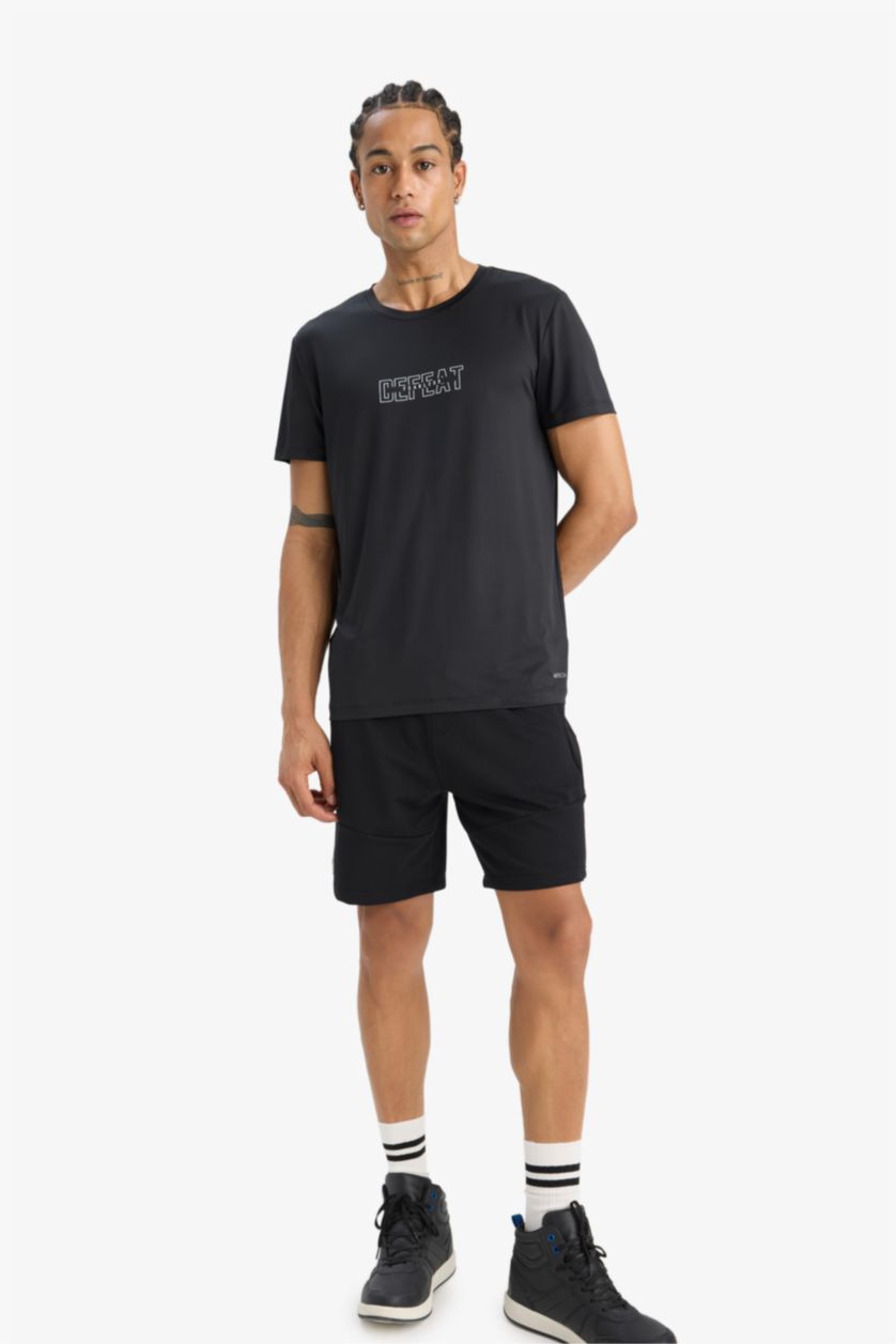 HOMME Noir T-shirt de sport slim fit DeFactoFit col rond  manches courtes tissu extensible